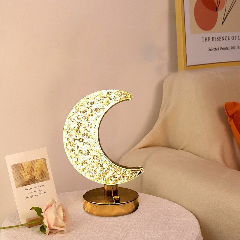 Luxury Moon Crystal Diamond Lunar Lamp LED Cordless Night Light