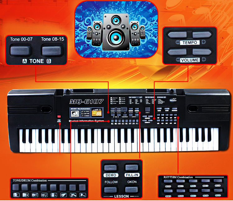 61 Keys Electronic Musical Keyboard Toy Piano