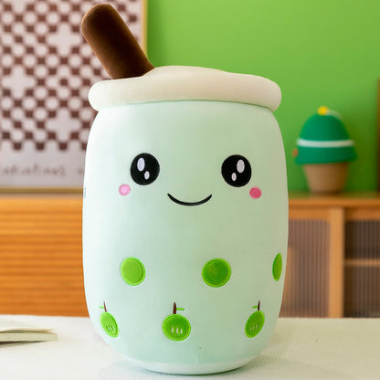 Large Bubble Tea Plush Toy Boba Cuddly Doll Pillow Cushion - 40cm, Green