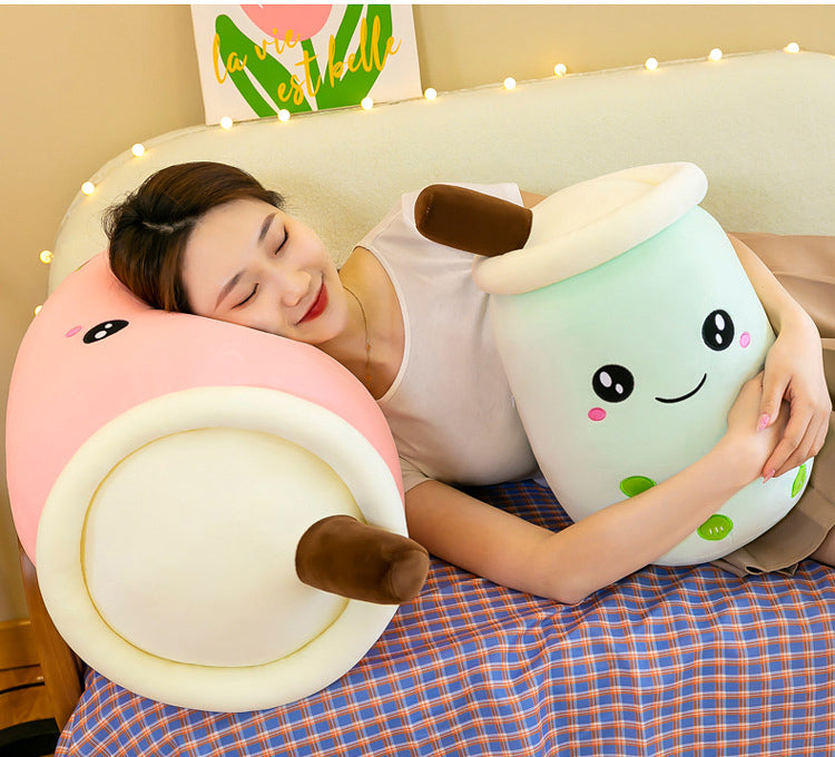 Large Bubble Tea Plush Toy Boba Cuddly Doll Pillow Cushion - 40cm, Green