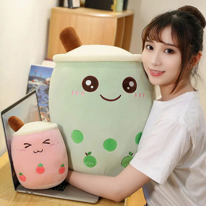 Large Bubble Tea Plush Toy Boba Cuddly Doll Pillow Cushion - 40cm, Green