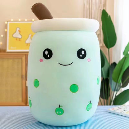 Large Bubble Tea Plush Toy Boba Cuddly Doll Pillow Cushion - 40cm, Green