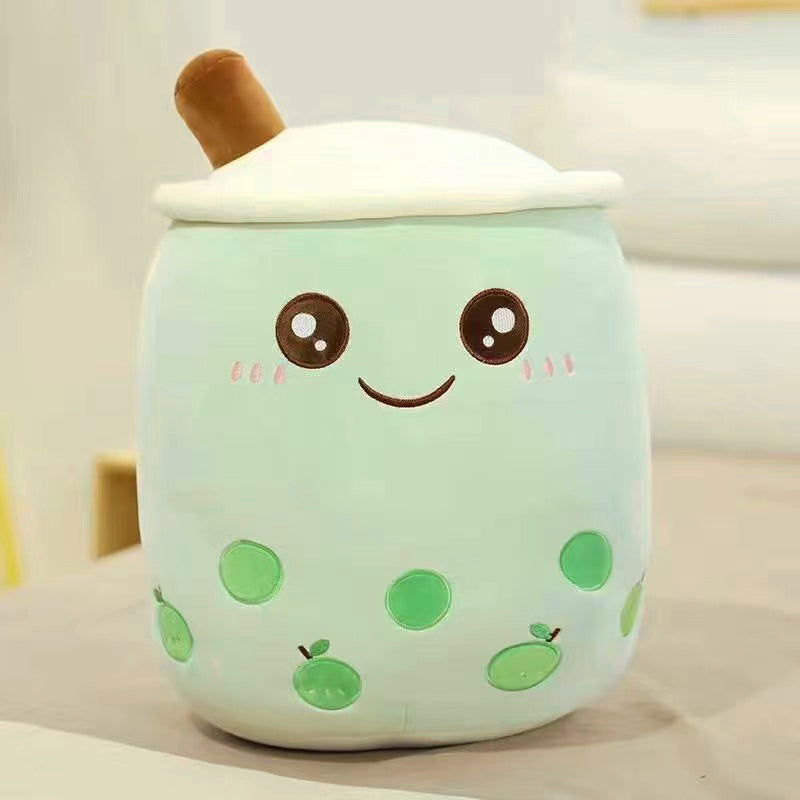 Large Bubble Tea Plush Toy Boba Cuddly Doll Pillow Cushion - 40cm, Green