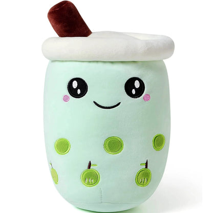 Large Bubble Tea Plush Toy Boba Cuddly Doll Pillow Cushion - 40cm, Green