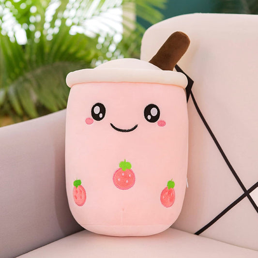 Bubble Tea Plush Toy Boba Cuddly Doll Pillow Cushion - Pink