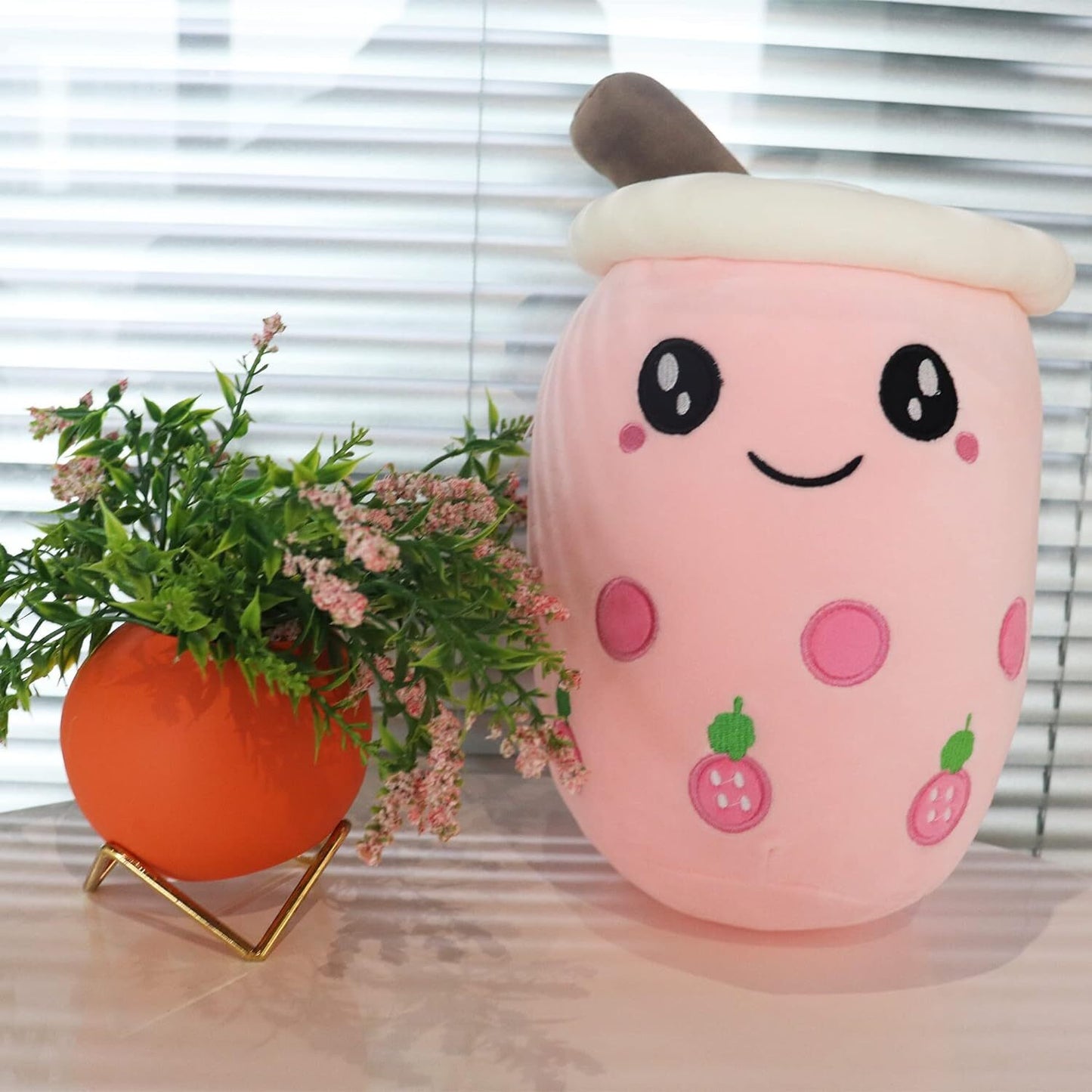 Bubble Tea Plush Toy Boba Cuddly Doll Pillow Cushion - Pink