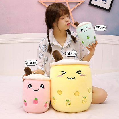 Bubble Tea Plush Toy Boba Cuddly Doll Pillow Cushion - 30cm, Pink