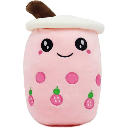 Large Bubble Tea Plush Toy Boba Cuddly Doll Pillow Cushion - 40cm, Pink