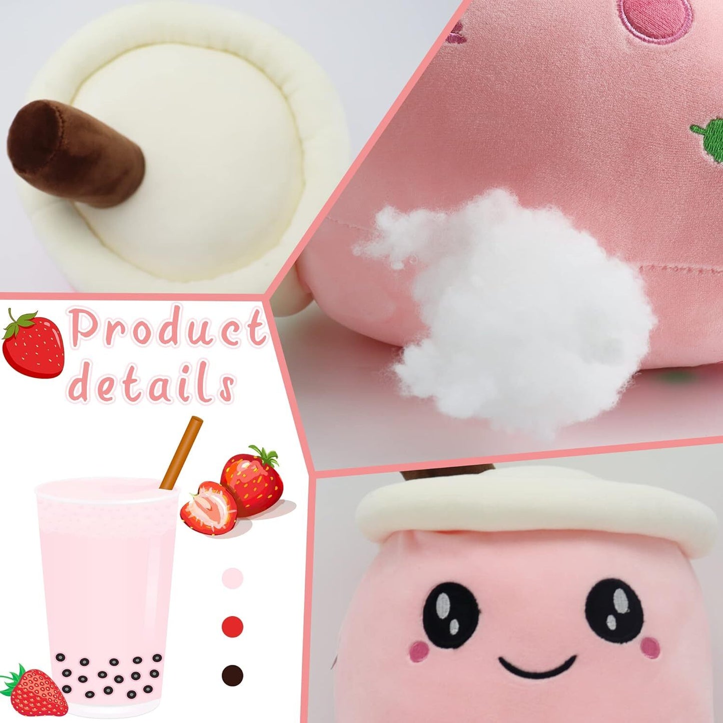 Large Bubble Tea Plush Toy Boba Cuddly Doll Pillow Cushion - 40cm, Pink