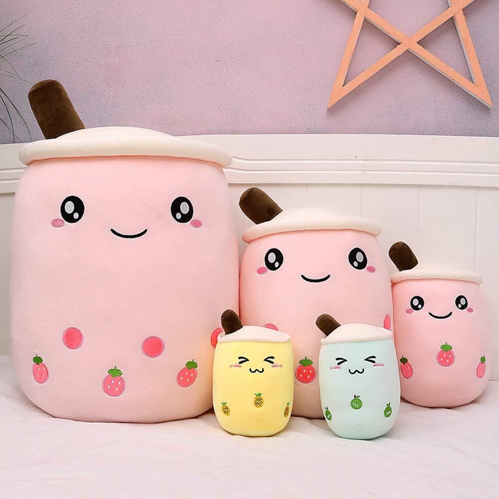 Large Bubble Tea Plush Toy Boba Cuddly Doll Pillow Cushion - 40cm, Pink