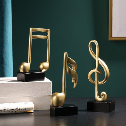 3-Piece Set Luxe Gold Musical Sculpture Decor Music Notes Statue Ornament