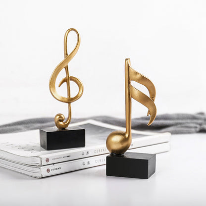 3-Piece Set Luxe Gold Musical Sculpture Decor Music Notes Statue Ornament