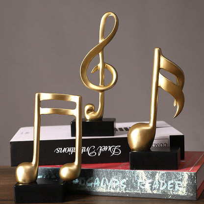 3-Piece Set Luxe Gold Musical Sculpture Decor Music Notes Statue Ornament