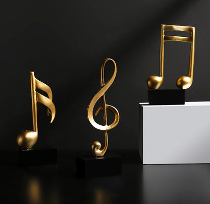 3-Piece Set Luxe Gold Musical Sculpture Decor Music Notes Statue Ornament