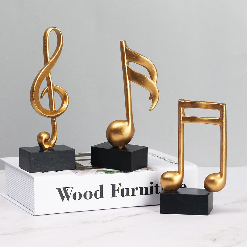 3-Piece Set Luxe Gold Musical Sculpture Decor Music Notes Statue Ornament