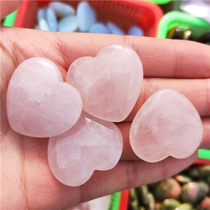 Rose Quartz Heart Stone Crystal Natural Gemstone