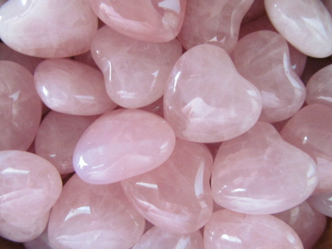 Rose Quartz Heart Stone Crystal Natural Gemstone