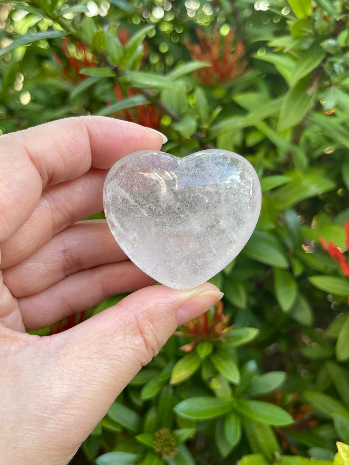 Clear Quartz Heart Stone White Crystal Natural Gemstone