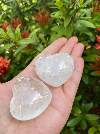 Clear Quartz Heart Stone White Crystal Natural Gemstone