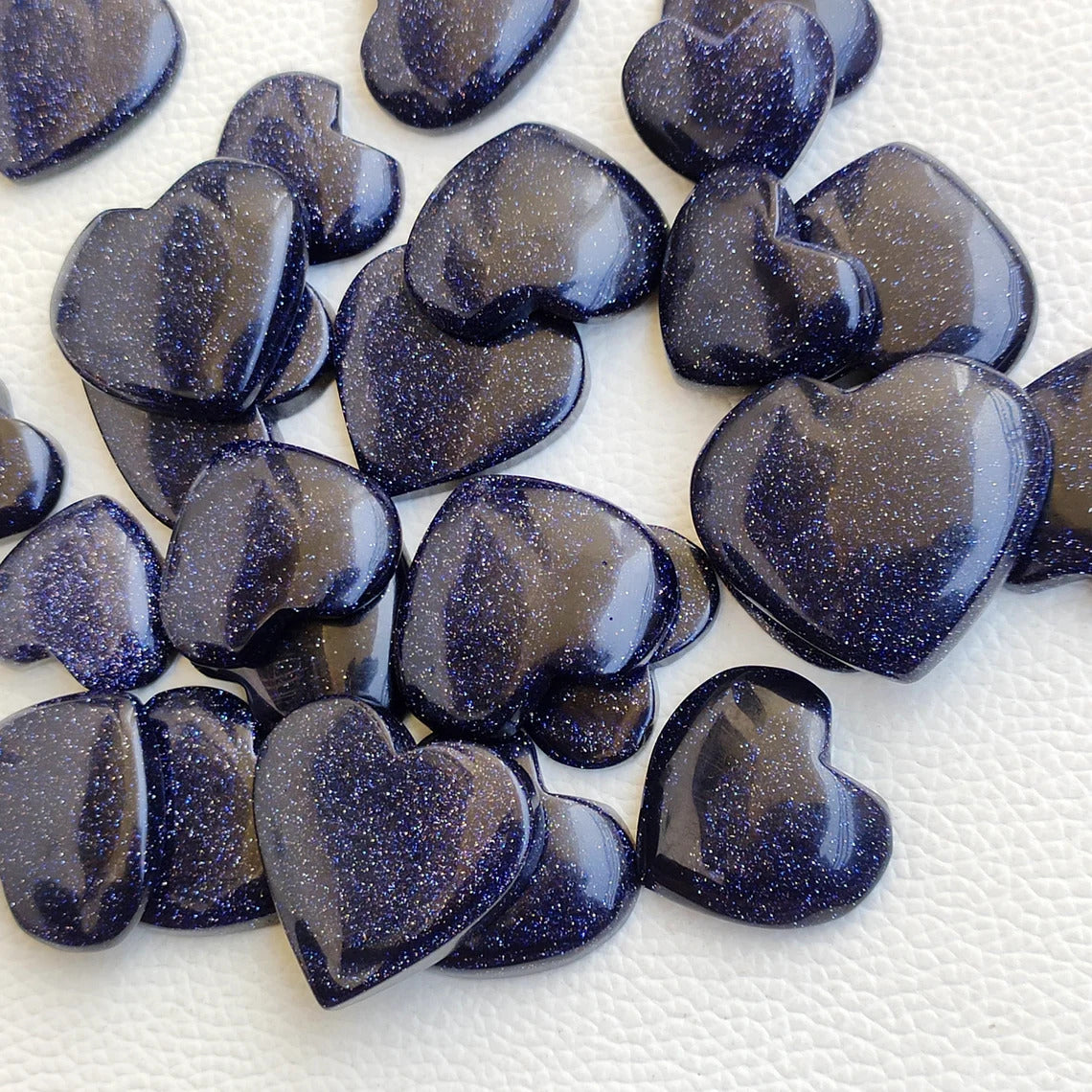 Blue Goldstone Crystal Heart Stone Natural Gemstone