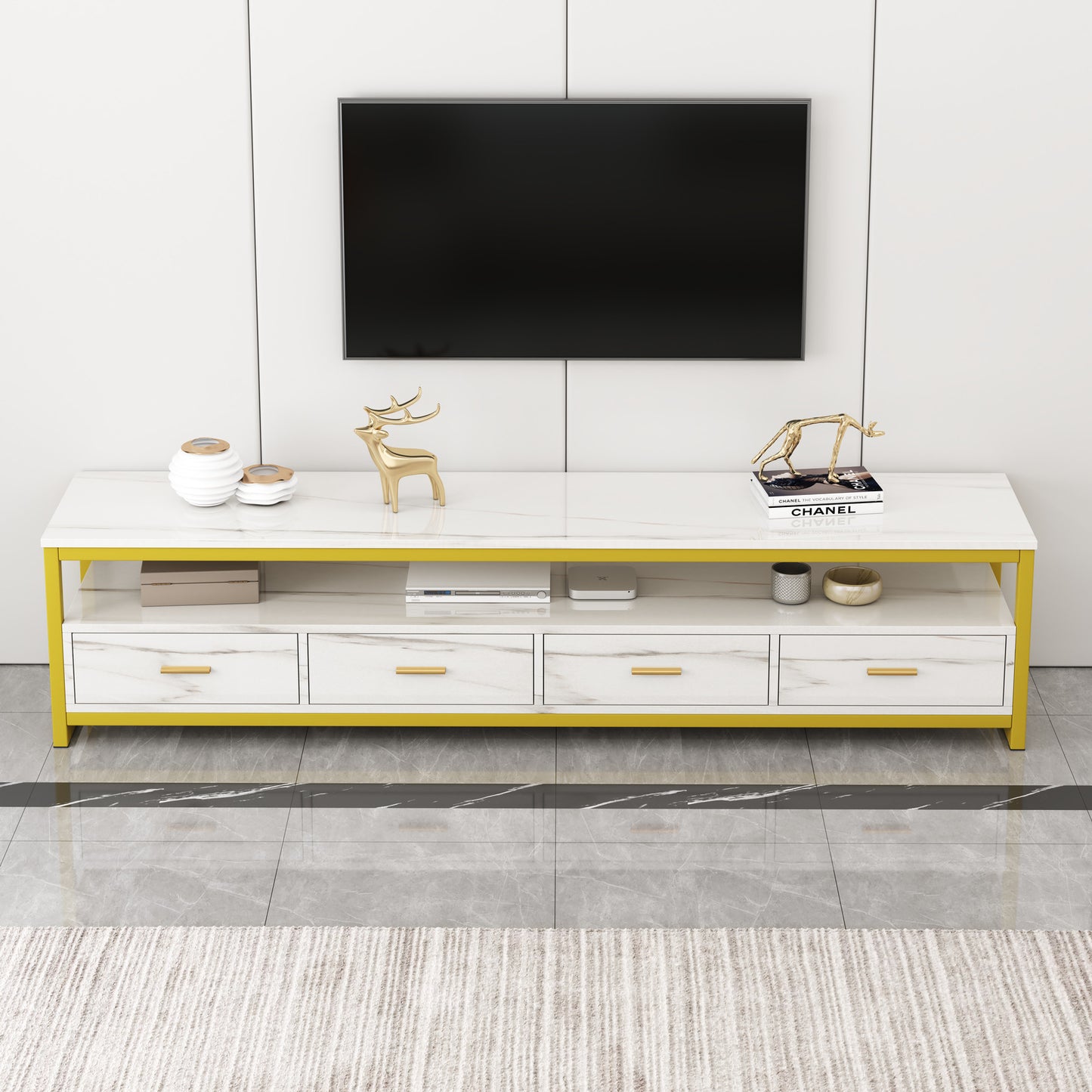 Synergy Luxury Marble Look TV Cabinet (White)