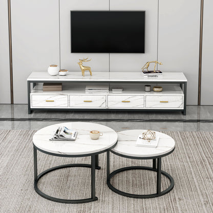 Synergy Lush Marble Look TV Cabinet (White)