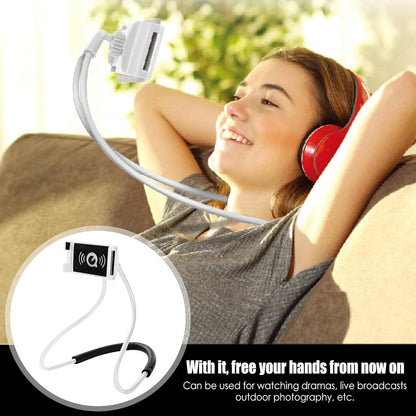 Universal Neck Phone Holder Rotating & Adjustable Lazy Hanging Mobile Stand (White)