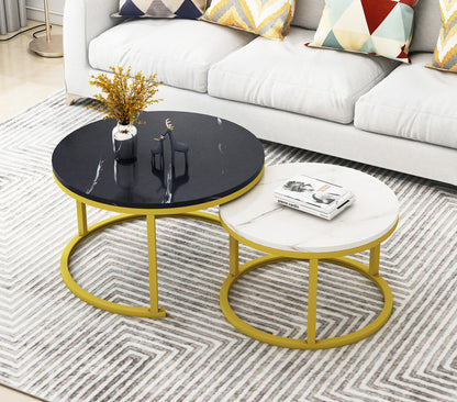 Synergy 2 In 1 Lush Marble Look Designer Nesting Coffee Tables