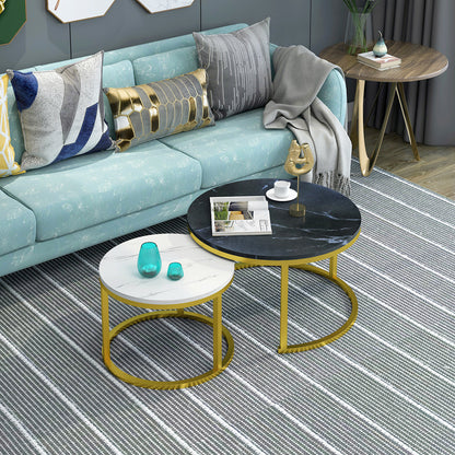 Synergy 2 In 1 Lush Marble Look Designer Nesting Coffee Tables