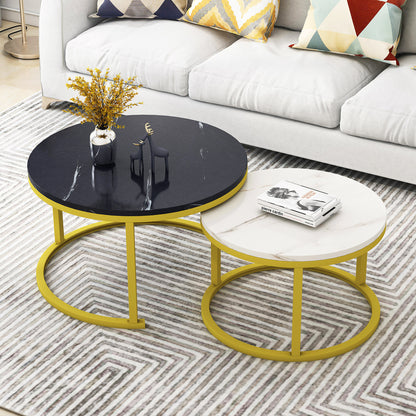 Synergy 2 In 1 Lush Marble Look Designer Nesting Coffee Tables