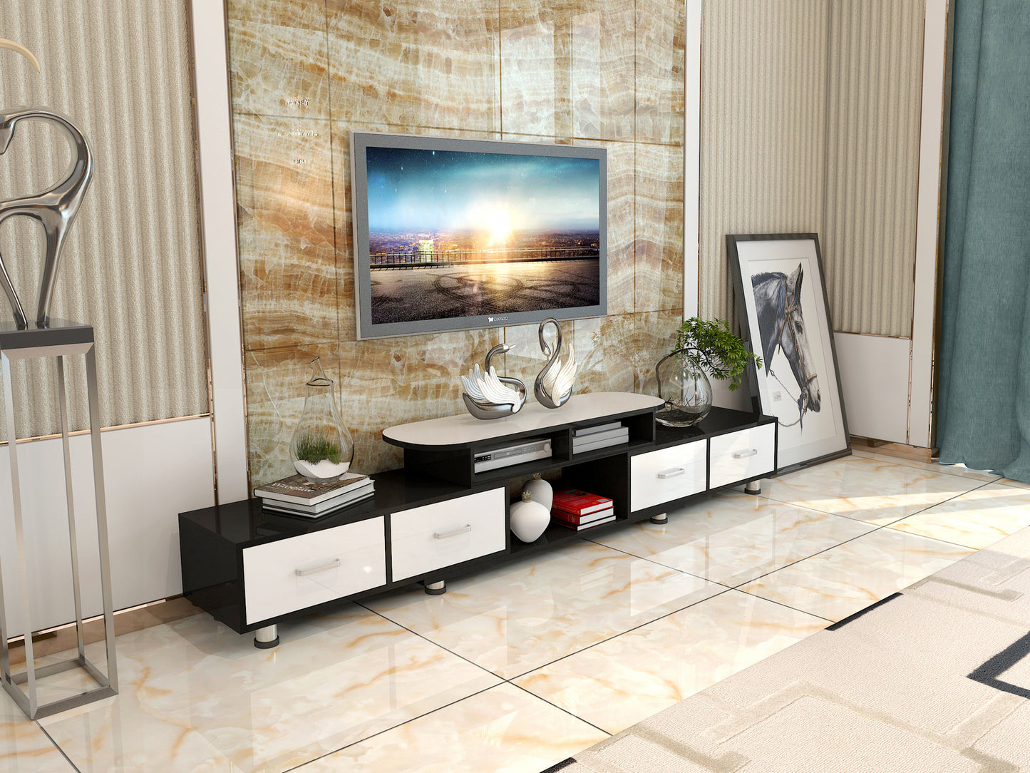 Luxury High Gloss Adjustable Cabinet Sleek Modern Storage Solution