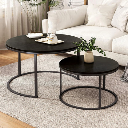 2-Piece Designer Nesting Round Coffee Table Set