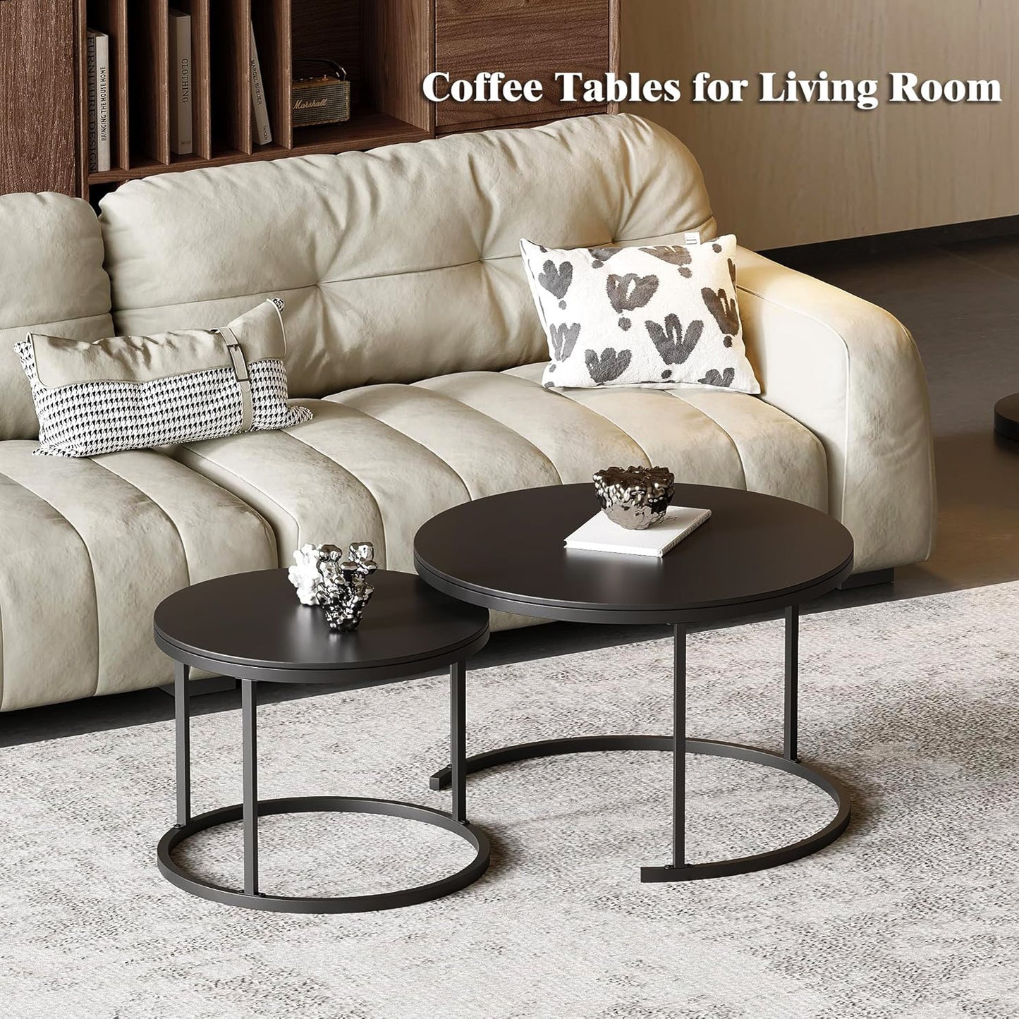 2-Piece Designer Nesting Round Coffee Table Set