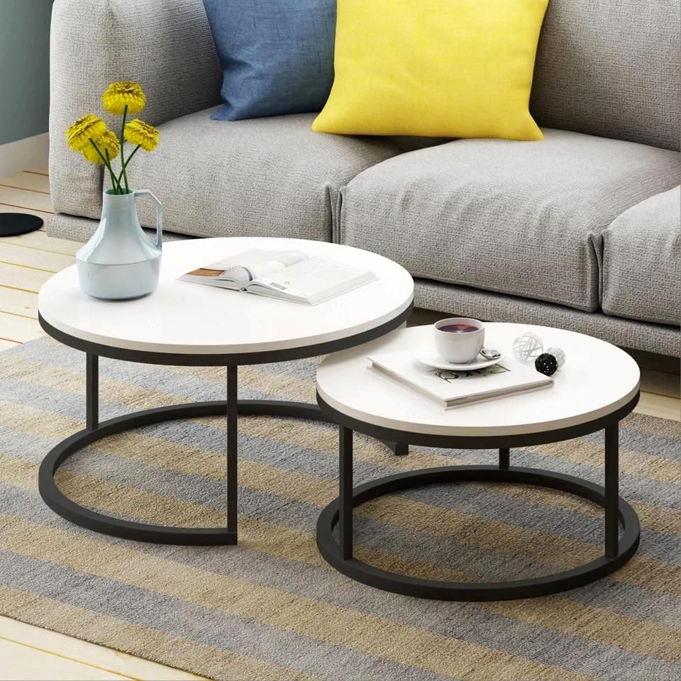 2-Piece Designer Nesting Round Coffee Table Set