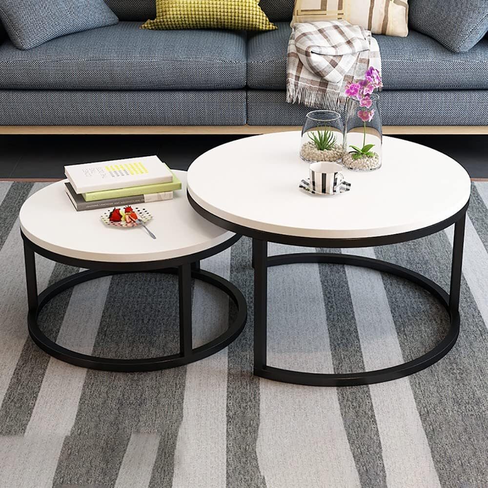 2-Piece Designer Nesting Round Coffee Table Set