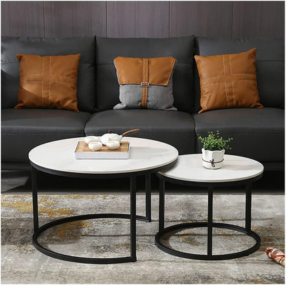 2-Piece Designer Nesting Round Coffee Table Set