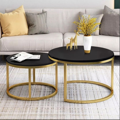 2-Piece Designer Nesting Round Coffee Table Set