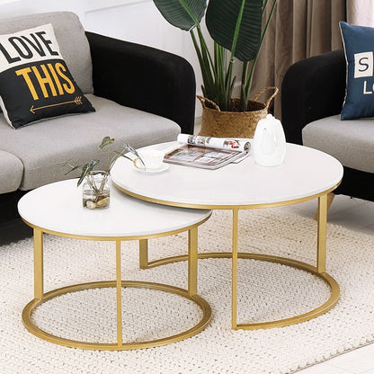 2-Piece Designer Nesting Round Coffee Table Set