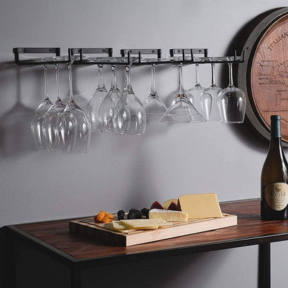 2 x Wine Glass Hanger Rack Under Cabinet Kitchen Bar Stemware Metal Storage Organiser