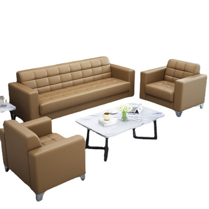 Modern Minimalist Leather Sofa Lounge Single Seater Couch (Tan)