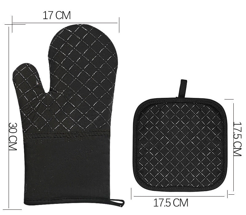 2-Piece Oven Mitts and Pot Holder Heat Resistant Glove Non-Slip Silicone Kitchen Set