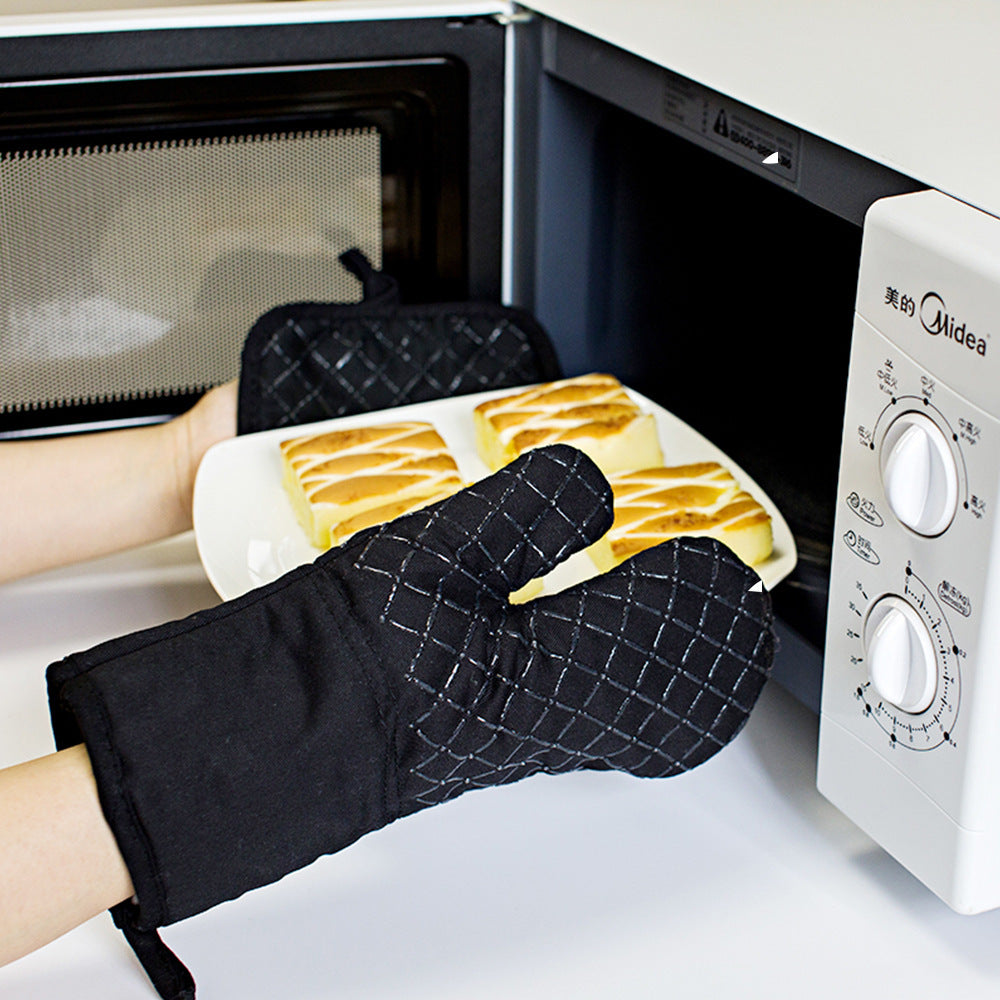 2-Piece Oven Mitts and Pot Holder Heat Resistant Glove Non-Slip Silicone Kitchen Set