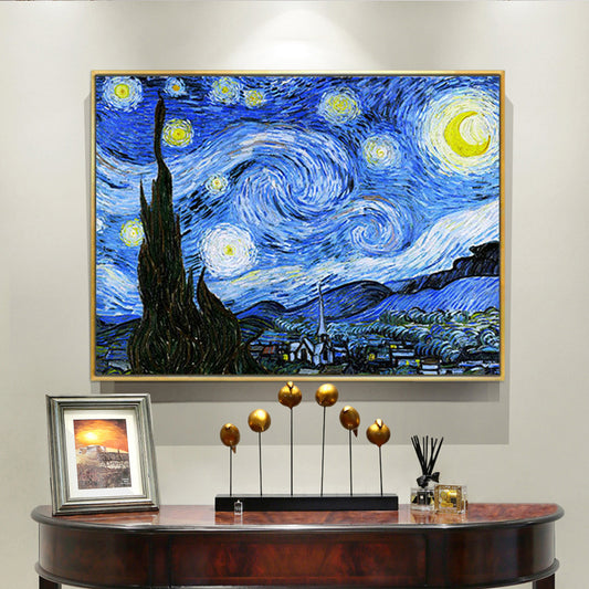 Starry Night Painting by Van Gogh Print Canvas Wall Art - 60cm x 40cm