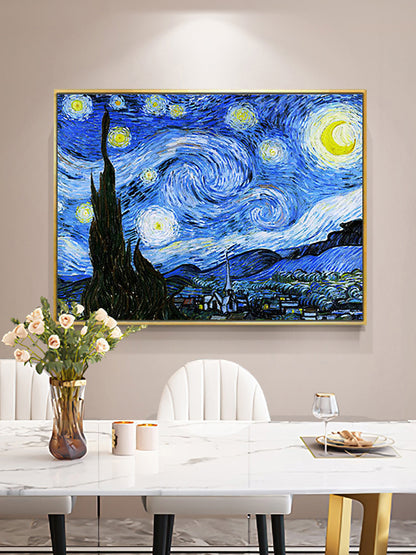 Starry Night Painting by Van Gogh Print Canvas Wall Art - 60cm x 40cm