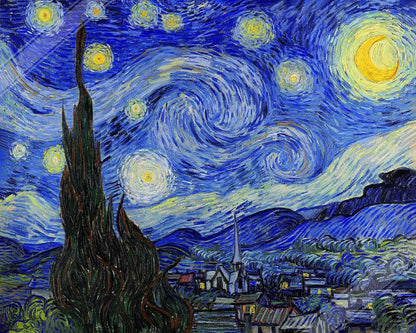 Starry Night Painting by Van Gogh Print Canvas Wall Art - 60cm x 40cm