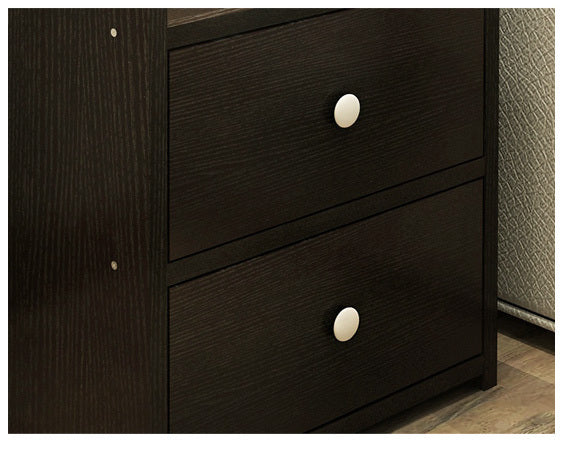 Varossa Classic Bedside Table / Chest of Drawers (Black Wood)