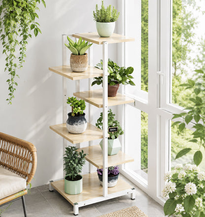 5-Tier Oasis Garden Plants Stand Planter Shelf (White Oak)