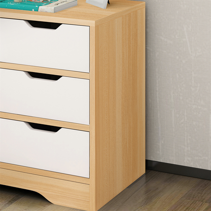 Zest 3 Drawer Cabinet and Shelf Utility Side Table (Oak & White)