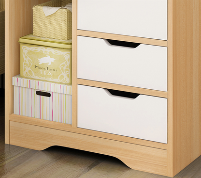 Zest 3 Drawer Cabinet and Shelf Utility Side Table (Oak & White)