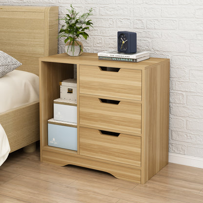 Zest 3 Drawer Cabinet and Shelf Utility Side Table (Oak)